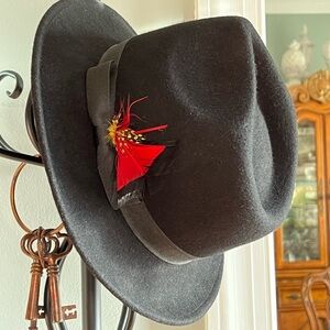 Black Wool Felt Fedora Hat by JHats Sz 58 cm (M)